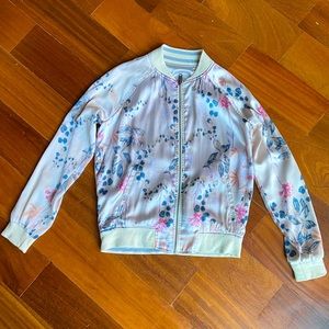 NWOT Lucky Brand Reversible Satin Bomber Jacket, Size S
